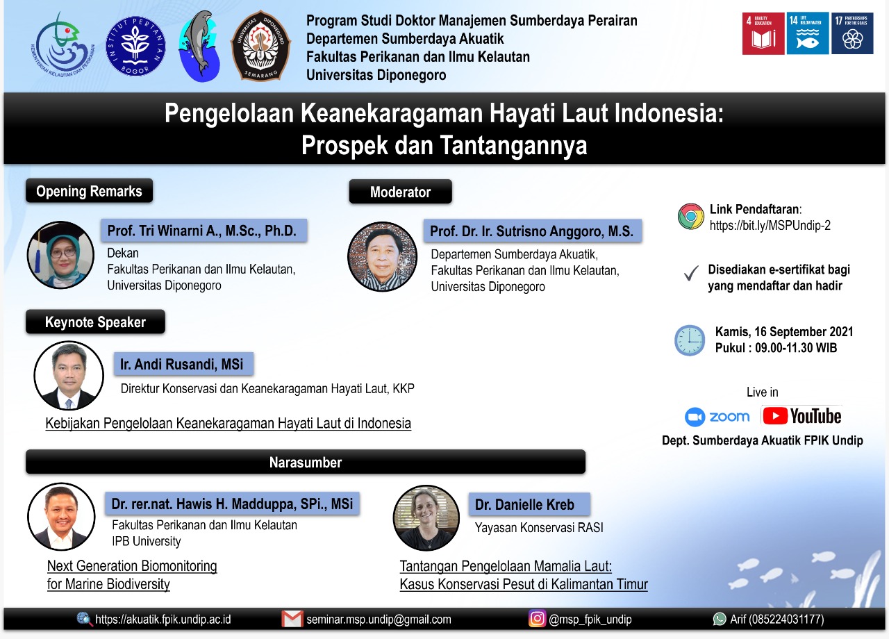 Seminar Online MSP : Pengelolaan Keanekaragaman Hayati Laut Indonesia: Prospek dan Tantangannya