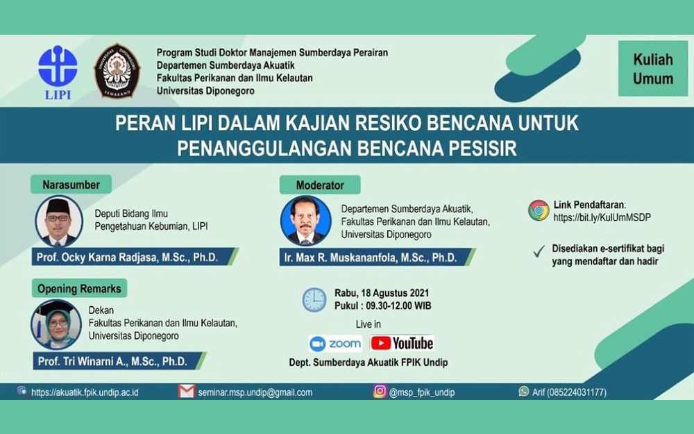 Seminar Online “Peran LIPI Dalam Kajian Resiko Bencana Untuk Penanggulangan Bencana Pesisir”