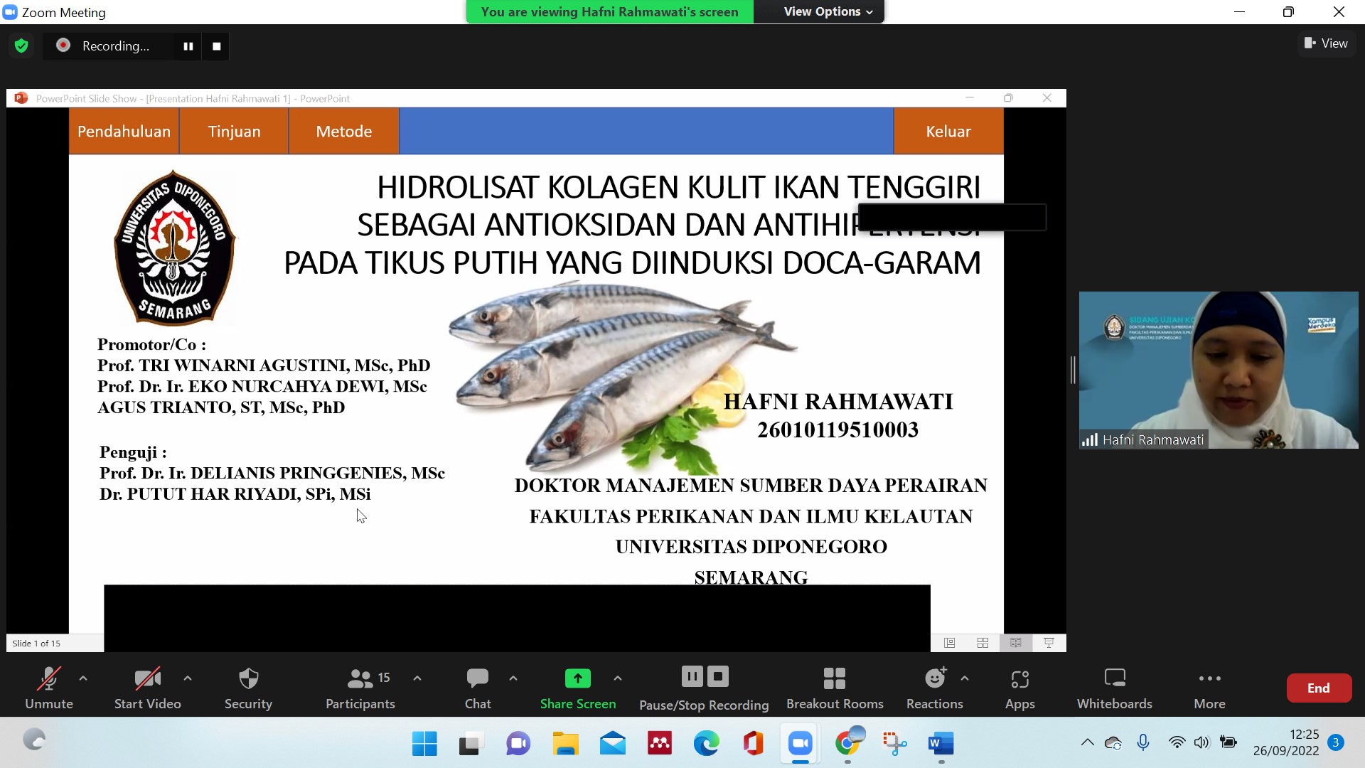 Hafni Rahmawati, Colloquium Exam of Dissertation Proposal for Doctoral Program in Aquatic Resources Management